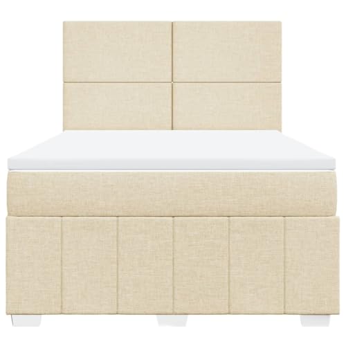 Boxspringbett mit Matratze Creme 140x200 cm Stoff Jugendbett Bettgestell Bed Frame Bettrahmen für Schlafzimmer Herberge Wohnbereich Gästezimmer Boxspringbett mit Matratze Creme 140x200 cm Stoff Jugendbett Bettgestell Bed Frame Bettrahmen für Schlafzimmer Herberge Wohnbereich Gästezimmer von HEFZGDB