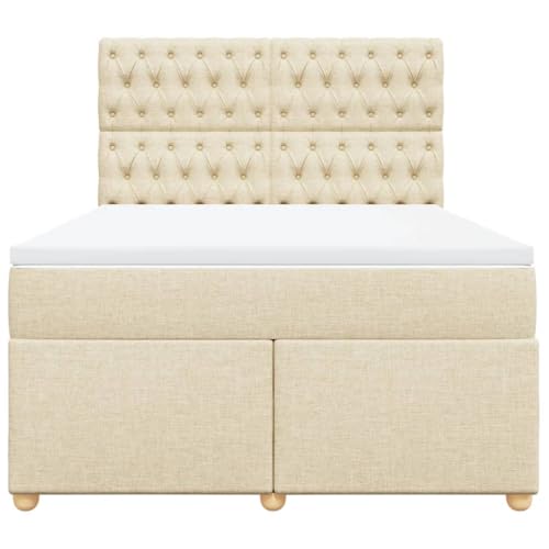 Boxspringbett mit Matratze Creme 160x200 cm Stoff Double Bed Gästebett Bed Frame Doppelbett für Herberge Schlafzimmer Wohnbereich Gästezimmer Boxspringbett mit Matratze Creme 160x200 cm Stoff Double Bed Gästebett Bed Frame Doppelbett für Herberge Schlafzimmer Wohnbereich Gästezimmer von HEFZGDB