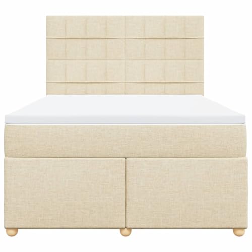 Boxspringbett mit Matratze Creme 160x200 cm Stoff Double Bed Gästebett Bed Frame Doppelbett für Herberge Schlafzimmer Wohnbereich Gästezimmer Boxspringbett mit Matratze Creme 160x200 cm Stoff Double Bed Gästebett Bed Frame Doppelbett für Herberge Schlafzimmer Wohnbereich Gästezimmer von HEFZGDB