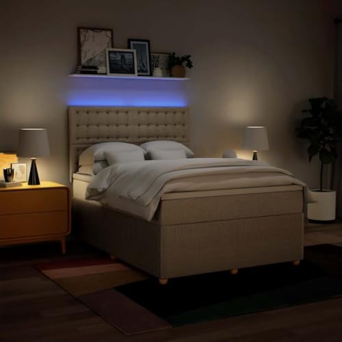 Boxspringbett mit Matratze Creme 160x200 cm Stoff Ehebett Bettgestell Familienbett Bettrahmen für Gästezimmer Schlafzimmer Wohnbereich Herberge Boxspringbett mit Matratze Creme 160x200 cm Stoff Ehebett Bettgestell Familienbett Bettrahmen für Gästezimmer Schlafzimmer Wohnbereich Herberge von HEFZGDB