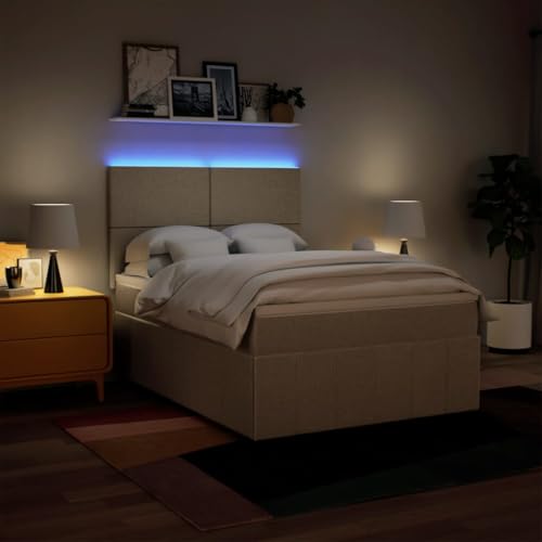 Boxspringbett mit Matratze Creme 160x200 cm Stoff Ehebett Gästebett Einzelbetten Bettrahmen für Gästezimmer Wohnbereich Herberge Schlafzimmer Boxspringbett mit Matratze Creme 160x200 cm Stoff Ehebett Gästebett Einzelbetten Bettrahmen für Gästezimmer Wohnbereich Herberge Schlafzimmer von HEFZGDB