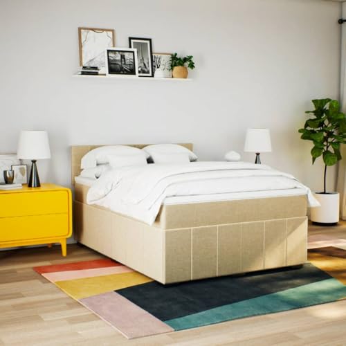Boxspringbett mit Matratze Creme 160x200 cm Stoff Ehebett Gästebett Einzelbetten Bettrahmen für Herberge Schlafzimmer Gästezimmer Wohnbereich Boxspringbett mit Matratze Creme 160x200 cm Stoff Ehebett Gästebett Einzelbetten Bettrahmen für Herberge Schlafzimmer Gästezimmer Wohnbereich von HEFZGDB