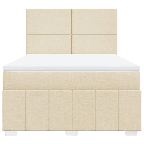 Boxspringbett mit Matratze Creme 160x200 cm Stoff Jugendbett Bettgestell Bed Frame Bettrahmen für Schlafzimmer Herberge Wohnbereich Gästezimmer Boxspringbett mit Matratze Creme 160x200 cm Stoff Jugendbett Bettgestell Bed Frame Bettrahmen für Schlafzimmer Herberge Wohnbereich Gästezimmer von HEFZGDB