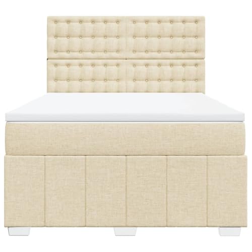 Boxspringbett mit Matratze Creme 160x200 cm Stoff Jugendbett Bettgestell Bed Frame Bettrahmen für Schlafzimmer Herberge Wohnbereich Gästezimmer Boxspringbett mit Matratze Creme 160x200 cm Stoff Jugendbett Bettgestell Bed Frame Bettrahmen für Schlafzimmer Herberge Wohnbereich Gästezimmer von HEFZGDB