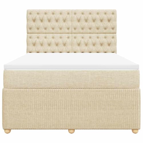 Boxspringbett mit Matratze Creme 160x200 cm Stoff Single Bed Bettgestell Einzelbetten Bettrahmen für Herberge Wohnbereich Gästezimmer Schlafzimmer Boxspringbett mit Matratze Creme 160x200 cm Stoff Single Bed Bettgestell Einzelbetten Bettrahmen für Herberge Wohnbereich Gästezimmer Schlafzimmer von HEFZGDB