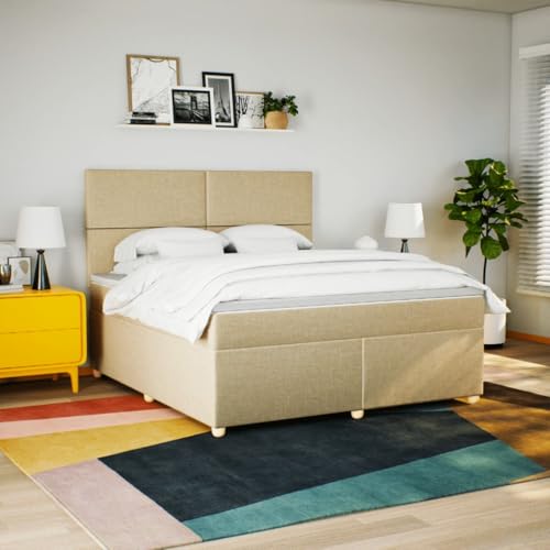 Boxspringbett mit Matratze Creme 180x200 cm Stoff Bette Gästebett Bed Frame Einzelbetten für Schlafzimmer Herberge Gästezimmer Wohnbereich Boxspringbett mit Matratze Creme 180x200 cm Stoff Bette Gästebett Bed Frame Einzelbetten für Schlafzimmer Herberge Gästezimmer Wohnbereich von HEFZGDB