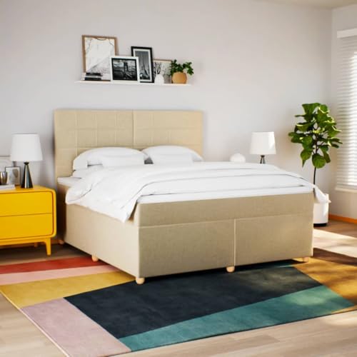 Boxspringbett mit Matratze Creme 180x200 cm Stoff Bette Gästebett Bed Frame Einzelbetten für Schlafzimmer Herberge Gästezimmer Wohnbereich Boxspringbett mit Matratze Creme 180x200 cm Stoff Bette Gästebett Bed Frame Einzelbetten für Schlafzimmer Herberge Gästezimmer Wohnbereich von HEFZGDB