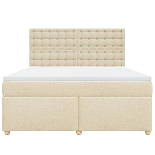 Boxspringbett mit Matratze Creme 180x200 cm Stoff Double Bed Gästebett Bed Frame Doppelbett für Herberge Schlafzimmer Wohnbereich Gästezimmer Boxspringbett mit Matratze Creme 180x200 cm Stoff Double Bed Gästebett Bed Frame Doppelbett für Herberge Schlafzimmer Wohnbereich Gästezimmer von HEFZGDB