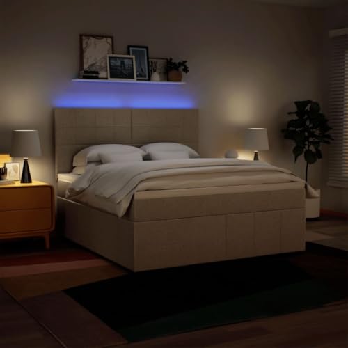 Boxspringbett mit Matratze Creme 180x200 cm Stoff Ehebett Gästebett Einzelbetten Bettrahmen für Gästezimmer Wohnbereich Herberge Schlafzimmer Boxspringbett mit Matratze Creme 180x200 cm Stoff Ehebett Gästebett Einzelbetten Bettrahmen für Gästezimmer Wohnbereich Herberge Schlafzimmer von HEFZGDB