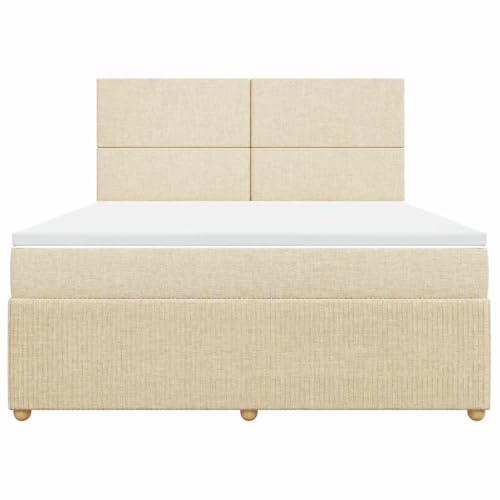 Boxspringbett mit Matratze Creme 180x200 cm Stoff Single Bed Bettgestell Einzelbetten Bettrahmen für Herberge Wohnbereich Gästezimmer Schlafzimmer Boxspringbett mit Matratze Creme 180x200 cm Stoff Single Bed Bettgestell Einzelbetten Bettrahmen für Herberge Wohnbereich Gästezimmer Schlafzimmer von HEFZGDB