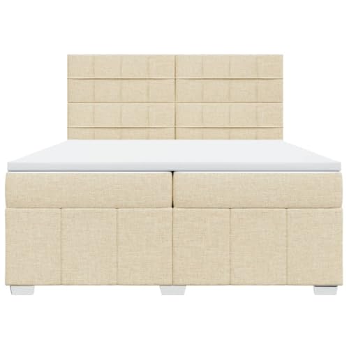 Boxspringbett mit Matratze Creme 200x200 cm Stoff Jugendbett Bettgestell Bed Frame Bettrahmen für Schlafzimmer Herberge Wohnbereich Gästezimmer Boxspringbett mit Matratze Creme 200x200 cm Stoff Jugendbett Bettgestell Bed Frame Bettrahmen für Schlafzimmer Herberge Wohnbereich Gästezimmer von HEFZGDB