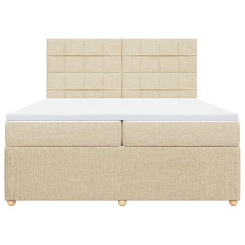 Boxspringbett mit Matratze Creme 200x200 cm Stoff Single Bed Bettgestell Einzelbetten Bettrahmen für Herberge Wohnbereich Gästezimmer Schlafzimmer Boxspringbett mit Matratze Creme 200x200 cm Stoff Single Bed Bettgestell Einzelbetten Bettrahmen für Herberge Wohnbereich Gästezimmer Schlafzimmer von HEFZGDB
