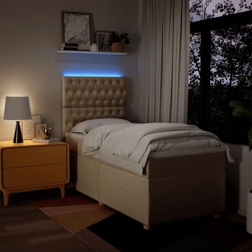 Boxspringbett mit Matratze Creme 80x200 cm Stoff Bette Gästebett Bed Frame Einzelbetten für Schlafzimmer Herberge Gästezimmer Wohnbereich Boxspringbett mit Matratze Creme 80x200 cm Stoff Bette Gästebett Bed Frame Einzelbetten für Schlafzimmer Herberge Gästezimmer Wohnbereich von HEFZGDB