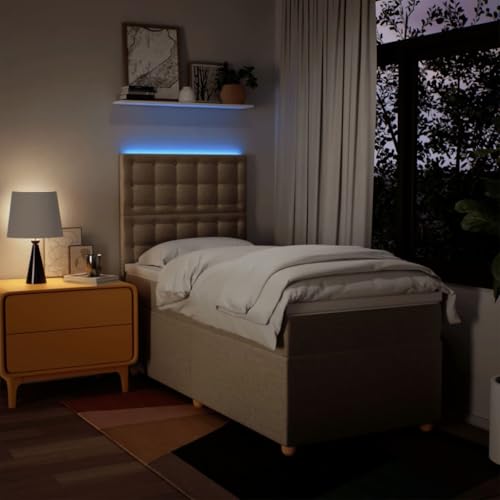 Boxspringbett mit Matratze Creme 80x200 cm Stoff Bette Gästebett Bed Frame Einzelbetten für Schlafzimmer Herberge Gästezimmer Wohnbereich Boxspringbett mit Matratze Creme 80x200 cm Stoff Bette Gästebett Bed Frame Einzelbetten für Schlafzimmer Herberge Gästezimmer Wohnbereich von HEFZGDB