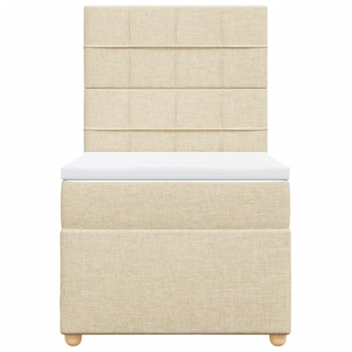 Boxspringbett mit Matratze Creme 90x190 cm Stoff Double Bed Gästebett Bed Frame Doppelbett für Herberge Schlafzimmer Wohnbereich Gästezimmer Boxspringbett mit Matratze Creme 90x190 cm Stoff Double Bed Gästebett Bed Frame Doppelbett für Herberge Schlafzimmer Wohnbereich Gästezimmer von HEFZGDB