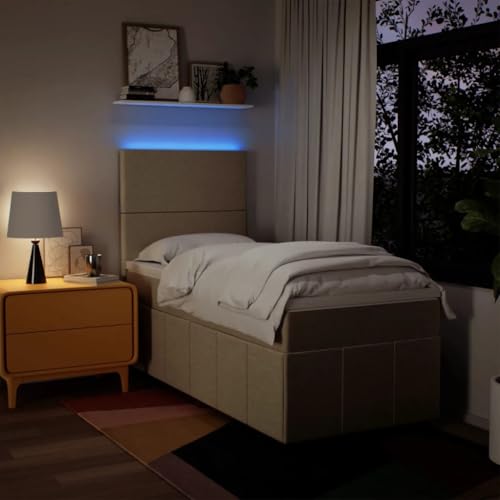 Boxspringbett mit Matratze Creme 90x190 cm Stoff Ehebett Gästebett Einzelbetten Bettrahmen für Gästezimmer Wohnbereich Herberge Schlafzimmer Boxspringbett mit Matratze Creme 90x190 cm Stoff Ehebett Gästebett Einzelbetten Bettrahmen für Gästezimmer Wohnbereich Herberge Schlafzimmer von HEFZGDB