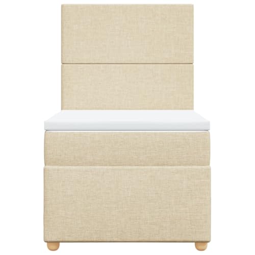 Boxspringbett mit Matratze Creme 90x200 cm Stoff Double Bed Gästebett Bed Frame Doppelbett für Herberge Schlafzimmer Wohnbereich Gästezimmer Boxspringbett mit Matratze Creme 90x200 cm Stoff Double Bed Gästebett Bed Frame Doppelbett für Herberge Schlafzimmer Wohnbereich Gästezimmer von HEFZGDB