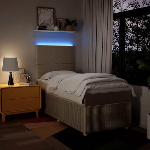 Boxspringbett mit Matratze Creme 90x200 cm Stoff Ehebett Bettgestell Familienbett Bettrahmen für Gästezimmer Schlafzimmer Wohnbereich Herberge Boxspringbett mit Matratze Creme 90x200 cm Stoff Ehebett Bettgestell Familienbett Bettrahmen für Gästezimmer Schlafzimmer Wohnbereich Herberge von HEFZGDB