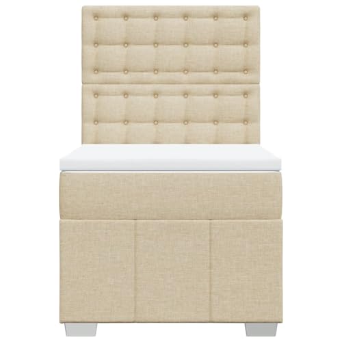 Boxspringbett mit Matratze Creme 90x200 cm Stoff Jugendbett Bettgestell Bed Frame Bettrahmen für Schlafzimmer Herberge Wohnbereich Gästezimmer Boxspringbett mit Matratze Creme 90x200 cm Stoff Jugendbett Bettgestell Bed Frame Bettrahmen für Schlafzimmer Herberge Wohnbereich Gästezimmer von HEFZGDB