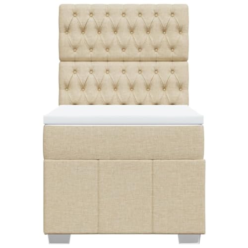 Boxspringbett mit Matratze Creme 90x200 cm Stoff Jugendbett Bettgestell Bed Frame Bettrahmen für Schlafzimmer Herberge Wohnbereich Gästezimmer Boxspringbett mit Matratze Creme 90x200 cm Stoff Jugendbett Bettgestell Bed Frame Bettrahmen für Schlafzimmer Herberge Wohnbereich Gästezimmer von HEFZGDB