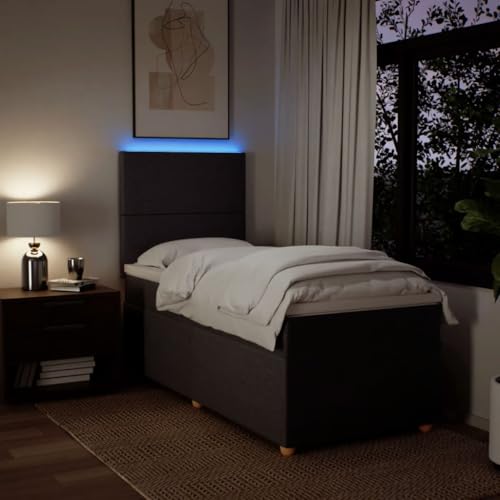 Boxspringbett mit Matratze Dunkelbraun 100x200 cm Stoff Bette Gästebett Bed Frame Einzelbetten für Schlafzimmer Herberge Gästezimmer Wohnbereich von HEFZGDB