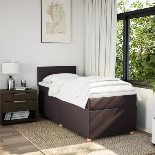 Boxspringbett mit Matratze Dunkelbraun 100x200 cm Stoff Ehebett Gästebett Bed Frame Single Bed für Wohnbereich Herberge Gästezimmer Schlafzimmer Boxspringbett mit Matratze Dunkelbraun 100x200 cm Stoff Ehebett Gästebett Bed Frame Single Bed für Wohnbereich Herberge Gästezimmer Schlafzimmer von HEFZGDB