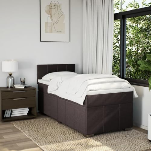 Boxspringbett mit Matratze Dunkelbraun 100x200 cm Stoff Ehebett Gästebett Einzelbetten Bettrahmen für Herberge Schlafzimmer Gästezimmer Wohnbereich Boxspringbett mit Matratze Dunkelbraun 100x200 cm Stoff Ehebett Gästebett Einzelbetten Bettrahmen für Herberge Schlafzimmer Gästezimmer Wohnbereich von HEFZGDB