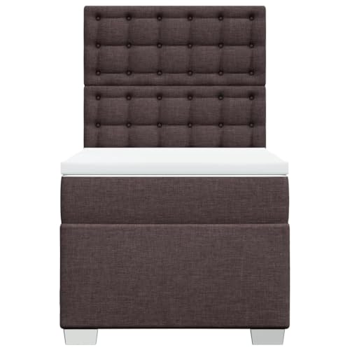 Boxspringbett mit Matratze Dunkelbraun 100x200 cm Stoff Single Bed Bettgestell Familienbett Einzelbett für Gästezimmer Schlafzimmer Wohnbereich Herberge Boxspringbett mit Matratze Dunkelbraun 100x200 cm Stoff Single Bed Bettgestell Familienbett Einzelbett für Gästezimmer Schlafzimmer Wohnbereich Herberge von HEFZGDB