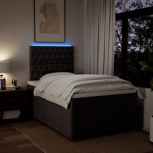Boxspringbett mit Matratze Dunkelbraun 120x190 cm Stoff Ehebett Gästebett Einzelbetten Bettrahmen für Gästezimmer Wohnbereich Herberge Schlafzimmer von HEFZGDB