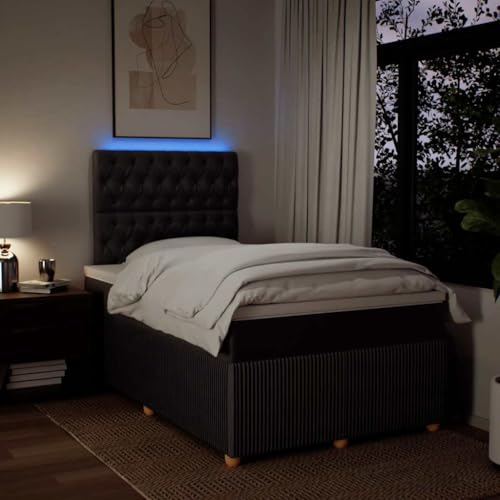 Boxspringbett mit Matratze Dunkelbraun 120x200 cm Stoff Ehebett Bettgestell Familienbett Bettrahmen für Gästezimmer Schlafzimmer Wohnbereich Herberge von HEFZGDB