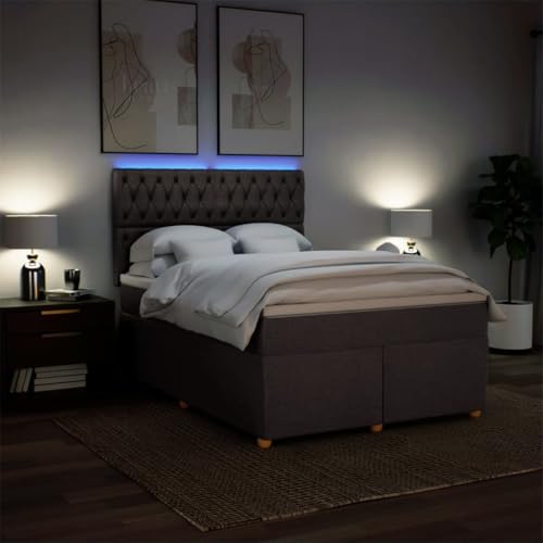 Boxspringbett mit Matratze Dunkelbraun 140x190 cm Stoff Bette Gästebett Bed Frame Einzelbetten für Schlafzimmer Herberge Gästezimmer Wohnbereich Boxspringbett mit Matratze Dunkelbraun 140x190 cm Stoff Bette Gästebett Bed Frame Einzelbetten für Schlafzimmer Herberge Gästezimmer Wohnbereich von HEFZGDB
