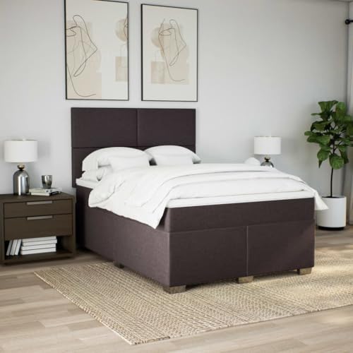 Boxspringbett mit Matratze Dunkelbraun 160x200 cm Stoff Einzelbett Bettgestell Doppelbett Bettrahmen für Schlafzimmer Herberge Gästezimmer Wohnbereich von HEFZGDB