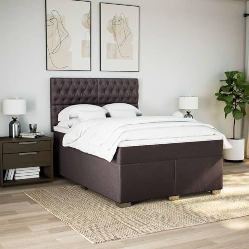 Boxspringbett mit Matratze Dunkelbraun 160x200 cm Stoff Einzelbett Bettgestell Doppelbett Bettrahmen für Schlafzimmer Herberge Gästezimmer Wohnbereich von HEFZGDB