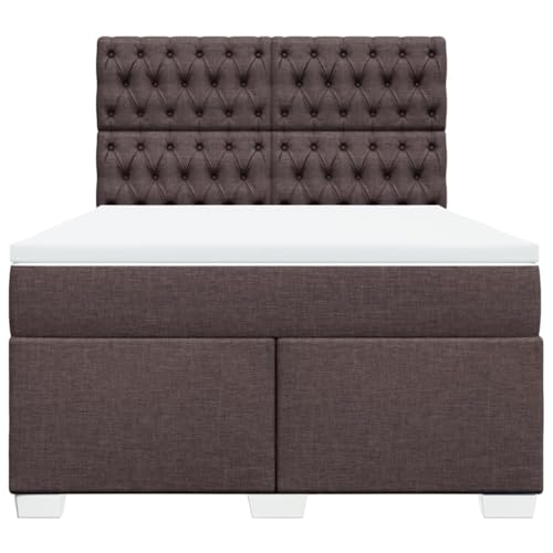 Boxspringbett mit Matratze Dunkelbraun 160x200 cm Stoff Single Bed Bettgestell Familienbett Einzelbett für Gästezimmer Schlafzimmer Wohnbereich Herberge von HEFZGDB