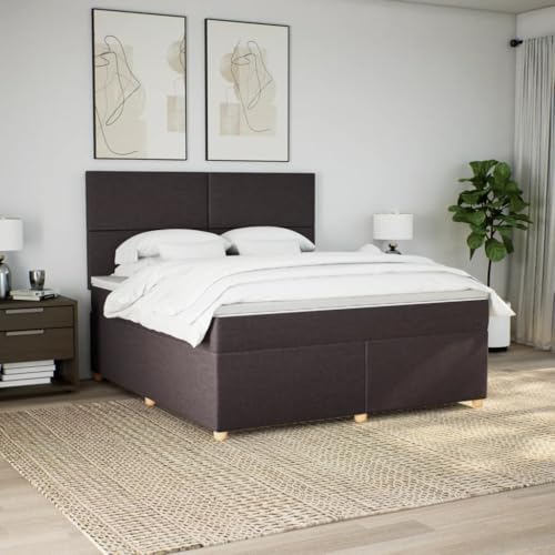 Boxspringbett mit Matratze Dunkelbraun 180x200 cm Stoff Bette Gästebett Bed Frame Einzelbetten für Schlafzimmer Herberge Gästezimmer Wohnbereich von HEFZGDB