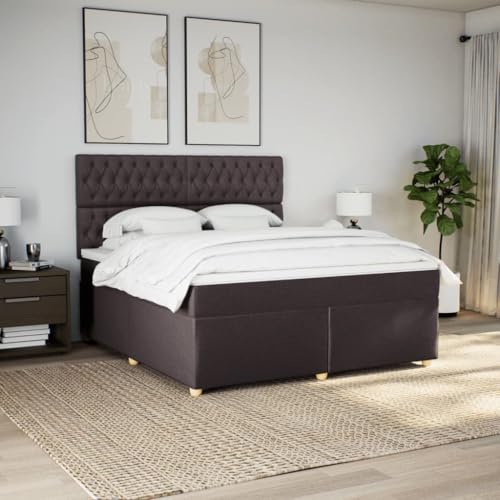 Boxspringbett mit Matratze Dunkelbraun 180x200 cm Stoff Bette Gästebett Bed Frame Einzelbetten für Schlafzimmer Herberge Gästezimmer Wohnbereich Boxspringbett mit Matratze Dunkelbraun 180x200 cm Stoff Bette Gästebett Bed Frame Einzelbetten für Schlafzimmer Herberge Gästezimmer Wohnbereich von HEFZGDB