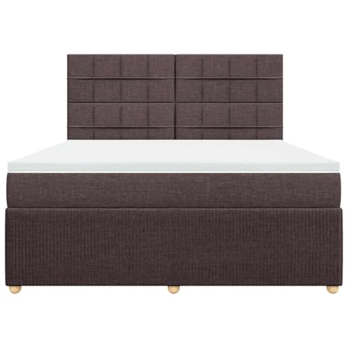 Boxspringbett mit Matratze Dunkelbraun 180x200 cm Stoff Single Bed Bettgestell Einzelbetten Bettrahmen für Herberge Wohnbereich Gästezimmer Schlafzimmer von HEFZGDB