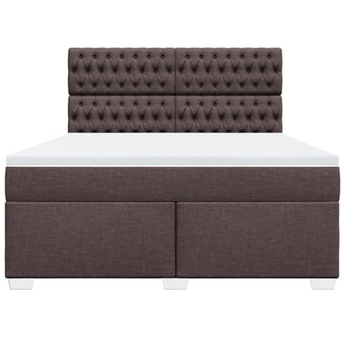 Boxspringbett mit Matratze Dunkelbraun 180x200 cm Stoff Single Bed Bettgestell Familienbett Einzelbett für Gästezimmer Schlafzimmer Wohnbereich Herberge von HEFZGDB