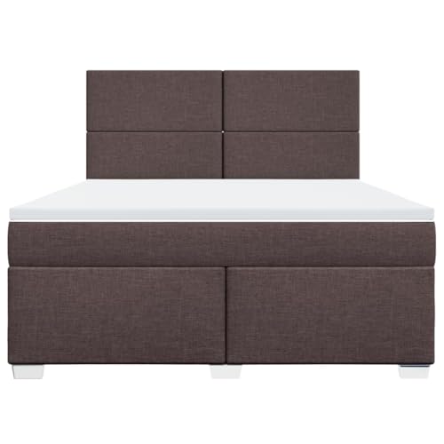 Boxspringbett mit Matratze Dunkelbraun 180x200 cm Stoff Single Bed Bettgestell Familienbett Einzelbett für Gästezimmer Schlafzimmer Wohnbereich Herberge von HEFZGDB