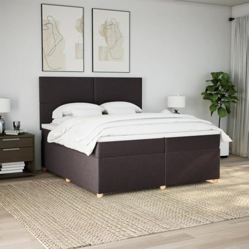 Boxspringbett mit Matratze Dunkelbraun 200x200 cm Stoff Bette Gästebett Bed Frame Einzelbetten für Schlafzimmer Herberge Gästezimmer Wohnbereich Boxspringbett mit Matratze Dunkelbraun 200x200 cm Stoff Bette Gästebett Bed Frame Einzelbetten für Schlafzimmer Herberge Gästezimmer Wohnbereich von HEFZGDB