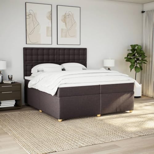 Boxspringbett mit Matratze Dunkelbraun 200x200 cm Stoff Bette Gästebett Bed Frame Einzelbetten für Schlafzimmer Herberge Gästezimmer Wohnbereich Boxspringbett mit Matratze Dunkelbraun 200x200 cm Stoff Bette Gästebett Bed Frame Einzelbetten für Schlafzimmer Herberge Gästezimmer Wohnbereich von HEFZGDB