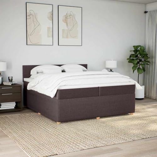 Boxspringbett mit Matratze Dunkelbraun 200x200 cm Stoff Daybed Bettgestell Bed Frame Doppelbett für Wohnbereich Schlafzimmer Gästezimmer Herberge Boxspringbett mit Matratze Dunkelbraun 200x200 cm Stoff Daybed Bettgestell Bed Frame Doppelbett für Wohnbereich Schlafzimmer Gästezimmer Herberge von HEFZGDB