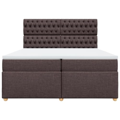 Boxspringbett mit Matratze Dunkelbraun 200x200 cm Stoff Double Bed Gästebett Bed Frame Doppelbett für Herberge Schlafzimmer Wohnbereich Gästezimmer Boxspringbett mit Matratze Dunkelbraun 200x200 cm Stoff Double Bed Gästebett Bed Frame Doppelbett für Herberge Schlafzimmer Wohnbereich Gästezimmer von HEFZGDB