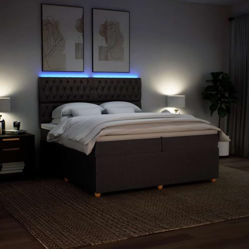 Boxspringbett mit Matratze Dunkelbraun 200x200 cm Stoff Ehebett Bettgestell Familienbett Bettrahmen für Gästezimmer Schlafzimmer Wohnbereich Herberge Boxspringbett mit Matratze Dunkelbraun 200x200 cm Stoff Ehebett Bettgestell Familienbett Bettrahmen für Gästezimmer Schlafzimmer Wohnbereich Herberge von HEFZGDB