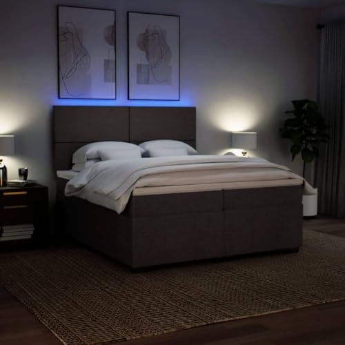 Boxspringbett mit Matratze Dunkelbraun 200x200 cm Stoff Ehebett Gästebett Einzelbetten Bettrahmen für Gästezimmer Wohnbereich Herberge Schlafzimmer von HEFZGDB