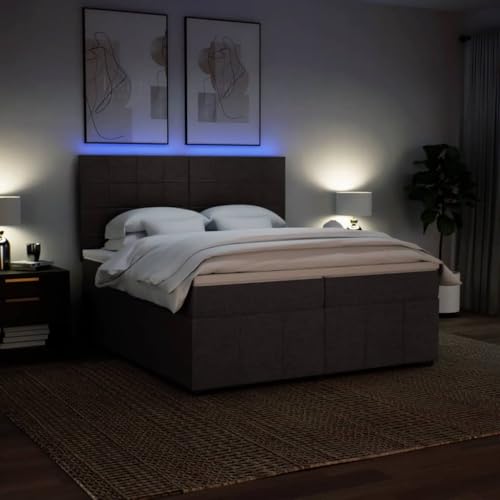 Boxspringbett mit Matratze Dunkelbraun 200x200 cm Stoff Ehebett Gästebett Einzelbetten Bettrahmen für Gästezimmer Wohnbereich Herberge Schlafzimmer von HEFZGDB