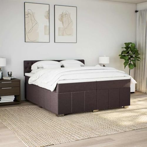 Boxspringbett mit Matratze Dunkelbraun 200x200 cm Stoff Ehebett Gästebett Einzelbetten Bettrahmen für Herberge Schlafzimmer Gästezimmer Wohnbereich Boxspringbett mit Matratze Dunkelbraun 200x200 cm Stoff Ehebett Gästebett Einzelbetten Bettrahmen für Herberge Schlafzimmer Gästezimmer Wohnbereich von HEFZGDB