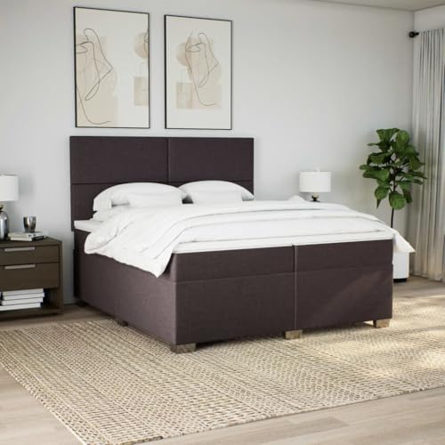Boxspringbett mit Matratze Dunkelbraun 200x200 cm Stoff Einzelbett Bettgestell Doppelbett Bettrahmen für Schlafzimmer Herberge Gästezimmer Wohnbereich von HEFZGDB