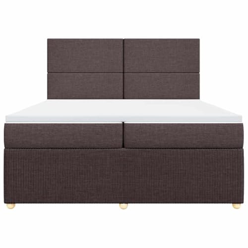 Boxspringbett mit Matratze Dunkelbraun 200x200 cm Stoff Single Bed Bettgestell Einzelbetten Bettrahmen für Herberge Wohnbereich Gästezimmer Schlafzimmer von HEFZGDB