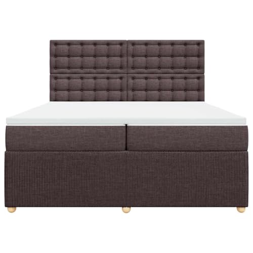 Boxspringbett mit Matratze Dunkelbraun 200x200 cm Stoff Single Bed Bettgestell Einzelbetten Bettrahmen für Herberge Wohnbereich Gästezimmer Schlafzimmer von HEFZGDB